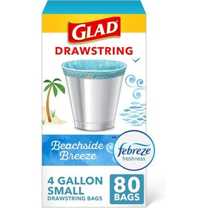 Bolsas de Basura con Cordón de 4 Galones, Pequeñas, con Aroma Febreze Beachside Breeze, Paquete de 80 - Product Image 1