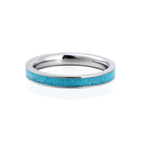 Bague en titane 3MM avec turquoise bleue, bague de fiançailles, alliance pour femme, bijoux fins