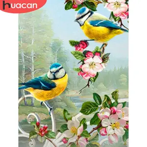 Huacan Vogel Diamond Painting Nouveaute 2023 Bloem Steentjes Foto 5d Diamant Mozaïek Dier Handwerk Home Decor