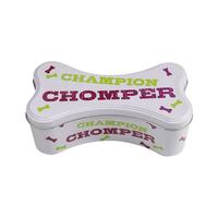 Boîte de rangement pour aliments pour animaux de compagnie en tôle de forme triangulaire mignonne, nouvellement conçue, avec surface laquée et design imprimé décalé