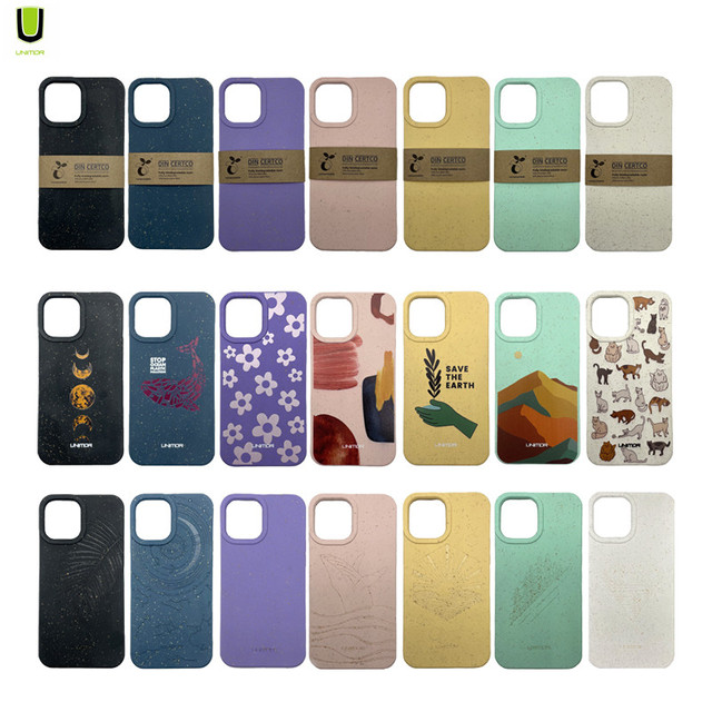 UNIMOR New Custom Eco Friendly Wheat Straw Degradable Bio Compostable 100% Biodegradable for iphone 11 12 13 Pro Max Phone Case