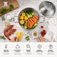 Cuisinière vapeur à deux niveaux en acier inoxydable Zhenneng 304, pour cuisinière à induction et à gaz, pour cuire du riz, du poisson vapeur et des boulettes