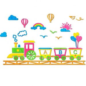 Adhesivo de Pared Acrílico 3D de Tren de Dibujos Animados, Colorido, Económico y de Alta Calidad, para la Habitación de Niños, Decoración de Pared de Escuela - Product Image 5