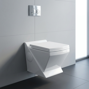 Inodoro de cerámica suspendido de una pieza, ecológico, con sifón en P, doble descarga ciclónica, moderno, estándar europeo, calidad de exportación, bajo consumo. - Product Image 1