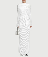 AELESEEN Robe longue plissée col rond coupe droite, style classique moderne, tricotée, pour occasions spéciales et soirées