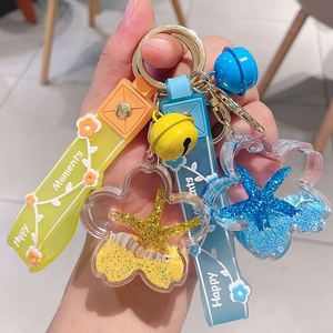 Cute Gifts Acrylic Cartoon Star Shape Ocean Cartoon Charm Moving Acrylic Quicksand Liquid Floater Keychain <b>Accessories</b> Wholesale - Product Image 1