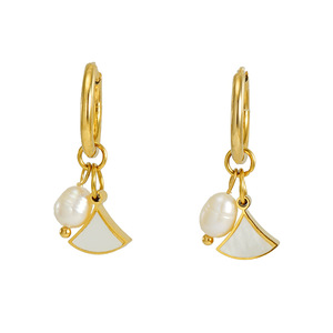 Zogxin Gold Hoop Earrings With Pearl And Shell Charm Geometric Design For Women Party Fashion Jewelry - Product Image 5