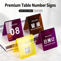 Panneau de table pliable en acrylique double face avec logo personnalisé, impression HD, pour restaurant, café, bar, hôtel, mariage