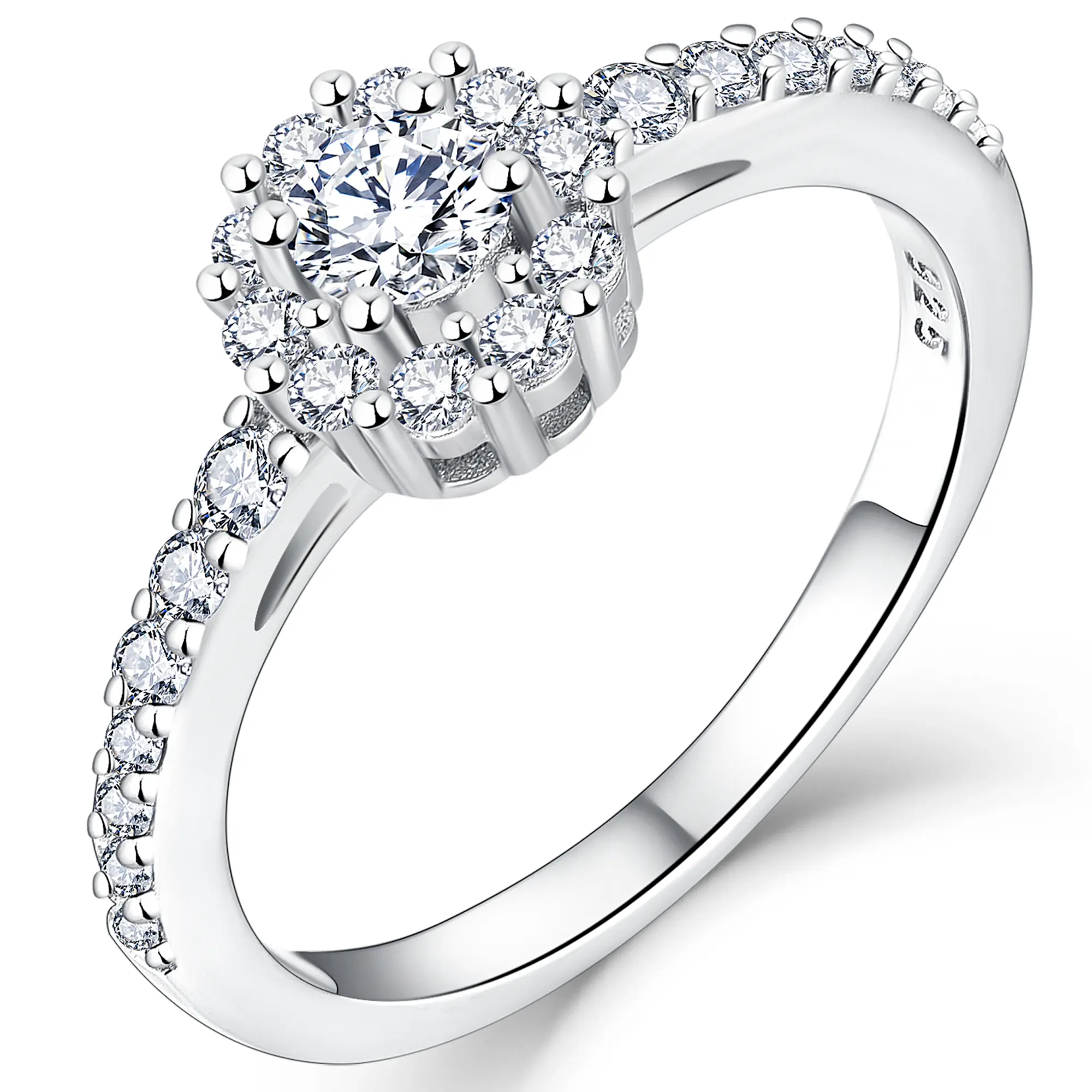 Anillos de diamantes de moissanita de promesa eterna de alta calidad personalizados anillo de compromiso de boda de plata de ley 925 para mujer