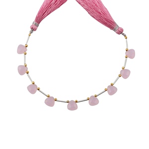 Collier de perles fait main de 6,5 pouces, perles de calcédoine en forme de trillion, 9 pièces, traitement hydro, prix fournisseur - Product Image 1