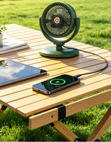 Ventilateur portable solaire rechargeable, double mode, utilisation sur table ou au sol, lumière LED nocturne, charge d'urgence, ventilateur de camping extérieur