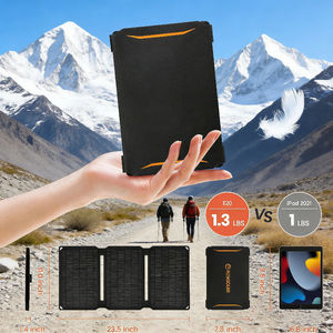 Chargeur solaire noir ultra-portable et durable, 23% d'efficacité, 20W, panneau pliable IP67, alimentation d'urgence, aventures en plein air - Product Image 5