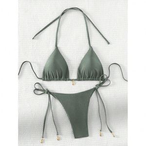 Wholesale Solid Color Bandage Bikini Fashionable Shell <strong>Swimsuit</strong> Sexy Thong Bikini <strong>for</strong> <strong>Women</strong> - Product Image 5