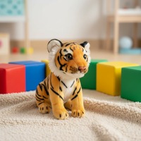 Boneka Hewan Ternak, Boneka Singa, Boneka Harimau, Mainan Hewan Lembut, Boneka Hewan Duduk, Boneka Harimau