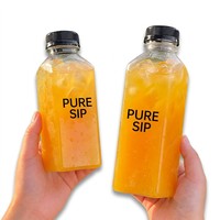 Bouteille d'emballage carrée en PET avec bouchon à vis pour boissons/jus, sans BPA, 150 ml, emballage cosmétique, logo personnalisé