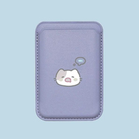 Porte-cartes magnétique en cuir motif chat et poisson avec portefeuille détachable pour badge d'accès au bureau, utilisation quotidienne portable