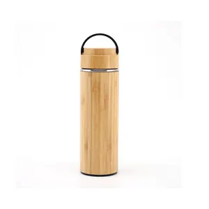 Ramah Lingkungan Terisolasi Stainless Steel Infuser Teh Kayu Termos Tumbler Kayu Botol Air Bambu