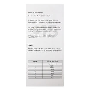 Échantillon personnalisé de carte de loterie conception libre effet d'estampage classique Mega Millions billet de loterie à gratter - Product Image 4