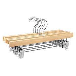 Natural Solid Wood Pant <b>Hanger</b> With Clips Thickened Non Slip For Pants Skirts Storage Organizer Rectangle Hook Type - Product Image 5