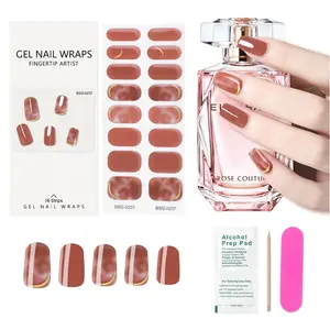 Gel Nail Sticker Manufacture Non-Toxic Long Lasting Glitter Semi Cured Gel Nail Strip Wraps