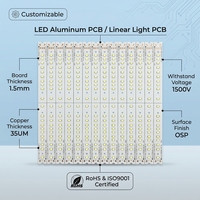 Circuit imprimé linéaire en aluminium LED personnalisé, carte de circuit flexible FPCB, finition de surface OSP, cuivre 35um, 1,5 mm pour l'éclairage