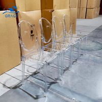 Chaises de banquet durables et luxueuses, dossier rond, transparentes, en plastique PP, imperméables, pour hôtel, extérieur, intérieur