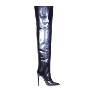 Over Knee High Women Winter Boots Pure Color Thin High Heels Pointed Toe Fashion Anti-Slippery Western Style <b>Shoes</b> Pimps - Product Image 6