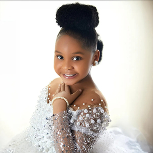 Bambine bianche abiti da ragazza fiore per matrimonio su misura collo trasparente maniche lunghe con paillettes in pizzo per festa di compleanno - Product Image 5