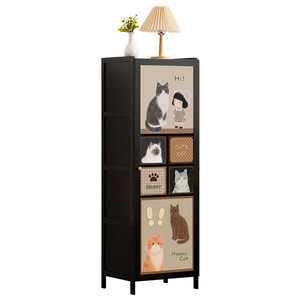 Armario de almacenamiento con ruedas y estanterías multinivel, mueble de almacenamiento y exhibición sencillo para sala de estar y dormitorio, con - Product Image 5