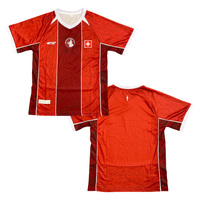 Maillot de football d'équipe rouge à imprimé intégral, séchage rapide, respirant, pour homme, uniforme d'entraînement pour supporter avec logo croix suisse