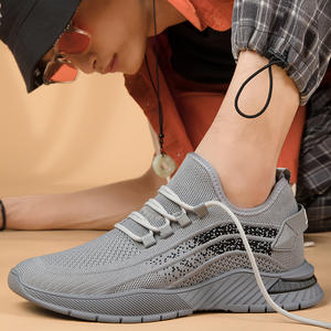 <b>Men's</b> Spring New Model Casual Shoes Height-Increasing Fly-Knit Sports <b>Sneakers</b> Soft Sole Mesh Breathable Design Trendy Invisible - Product Image 3