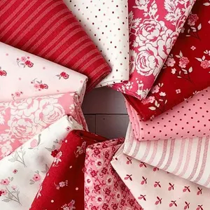 Couleur rose imprimé floral numérique 100 personnalisé imprimé tissé femmes robe coton patchwork saint valentin cadeau décoration tissu