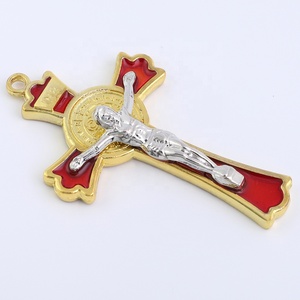Cruz de 3 pulgadas, epoxi chapado en oro, rojo, marrón, negro - Product Image 2