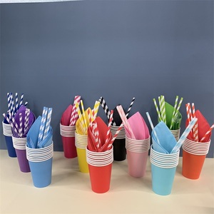 จานกระดาษสีพื้น ถ้วยกระดาษ ภาชนะใช้แล้วทิ้ง อุปกรณ์จัดงานวันเกิด - Product Image 6