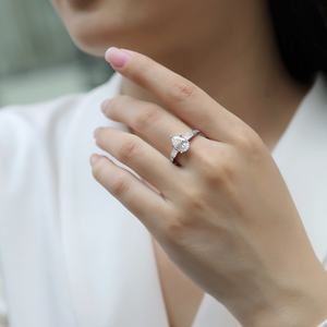 แหวนเพชรโมอิสสีขาวชุบโรเดียมสีขาว S925สำหรับงานแต่งงานแหวนเพชรโมอิสซาไนต์ตัดแพร์1.5ct ชั้นดีสำหรับผู้หญิง - Product Image 5