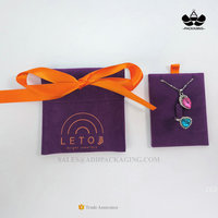 Personnalisé deux couches ruban cravate violet velours insérer Pad sac boucles d'oreilles collier anneaux pochette d'emballage cadeau