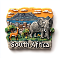 Offre spéciale Aimant de réfrigérateur en résine personnalisé Impression UV Effet de soulagement Afrique du Sud Logo de voyage Cadeau pour la maison