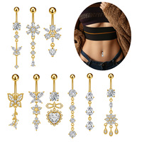 Vente chaude Corps Piercing Bijoux En Acier Inoxydable Incrusté Zircon Long Glands Ventre Piercing Suspendu Nombril Nail