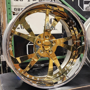 Rines Forjados Viorock Gold Rose Sliver de Cinco Radios, Diseño 6x139.7, de 22, 24, 26, 28 y 30 Pulgadas, Ajuste Profundo para Chevrolet <span class=keywords><strong>Cadillac</strong></span> - Product Image 3