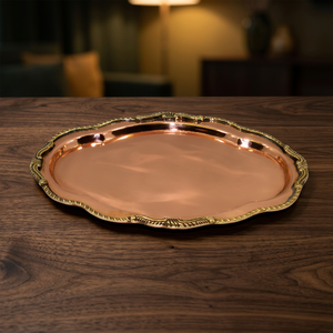 Plateau en cuivre massif avec embellissements en laiton - Product Image 3