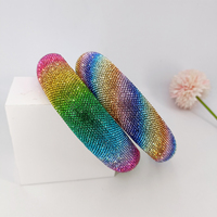 Serre-têtes en tissu éponge avec strass arc-en-ciel de 3,2 cm de large pour femmes, pour la Journée de la fierté, cerceau à cheveux rembourré, accessoires de coiffure quotidiens et de fête