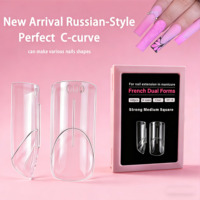 140 Pièces Formes Doubles Réutilisables pour Ongles en Gel, Longues, Amande, Carrées, French, avec Ligne de Guide pour Extension