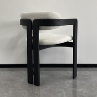 2024 Designer nordique moderne noir bois de frêne massif fauteuil de salle à manger blanc Boucle tissu Restaurant chaise de salle à manger