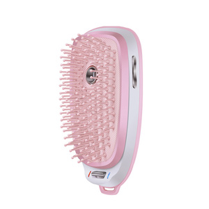 Plancha de pelo eléctrica de mano y vaporizador facial 2 en 1 Cepillo de pelo electrónico recargable peine de masaje con vapor - Product Image 4