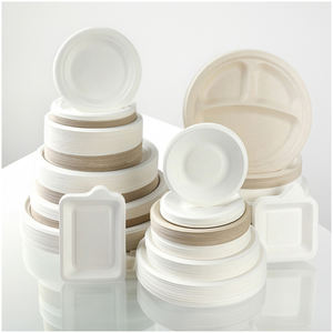 Assiettes en Fibre de Canne à Sucre Non Blanchie Aspect Naturel - Product Image 1