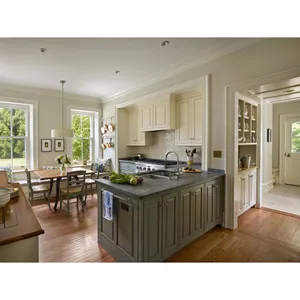 CBMmart Set kabinet dapur perabot rumah, dengan pegangan gaya lapisan kayu putih desain dapur mengkilap