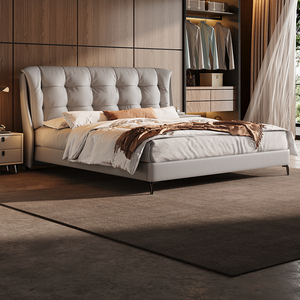 Nouveau design moderne lit de rangement tissu rembourrage cadre en bois King/Queen Size léger italien luxueux hôtel maison - Product Image 2