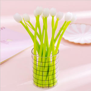 Bolígrafos neutros de escritura con forma de flor de tulipán de color claro de silicona populares de gel bonitos creativos - Product Image 3