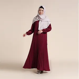 Лидер продаж, повседневное Плиссированное мусульманское платье с Заводской ценой