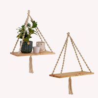 Étagère murale en bois et plastique, barres flottantes, ensemble de 2 pièces, suspendues de l'intérieur et l'extérieur, support pour plantes, Pot de fleurs